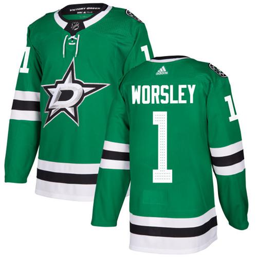 Adidas Men Dallas Stars #1 Gump Worsley Green Home Authentic Stitched NHL Jersey->dallas stars->NHL Jersey